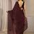 maroon floral embroidered organza saree