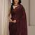 maroon floral embroidered organza saree