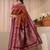 brown woven design zari silk blend saree