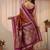 brown woven design zari silk blend saree