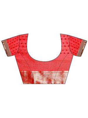 red woven design zari silk blend saree 4