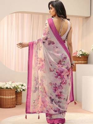 off white floral georgette saree 4