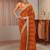 orange striped textured chiffon saree