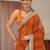 orange striped textured chiffon saree