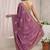 purple floral embroidered satin saree