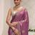 purple floral embroidered satin saree