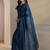 blue embroidered tissue saree