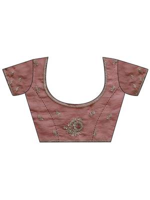 rose floral embroidered tissue saree 2