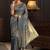 blue woven design zari silk blend saree