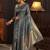 blue woven design zari silk blend saree