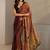 brown floral beads and stones satin saree