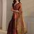 brown floral beads and stones satin saree
