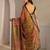 brown floral beads and stones satin saree