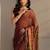 brown floral beads and stones satin saree