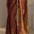 brown floral beads and stones satin saree