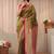 olive woven design zari silk blend saree