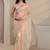 beige floral embroidered organza saree