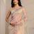 beige floral embroidered organza saree