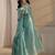 turquoise blue beads and stones tissue saree