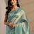 turquoise blue beads and stones tissue saree