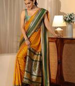 yellow kanjeevaram silk blend saree