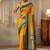 yellow kanjeevaram silk blend saree
