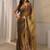 gold floral beads and stones tissue saree