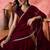 Women Maroon Georgette Solid Saree with Stitched Blouse