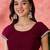 Women Maroon Georgette Solid Saree with Stitched Blouse