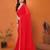 Women Red Georgette Solid Saree with Stitched Blouse