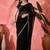 Women Black Georgette Solid Saree with stitched Blouse