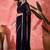 Women Blue Georgette Solid Saree with Stitched Blouse