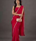 Pink Georgette saree with stitched blouse 