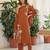 Women's Gorgeous Printed Work Rayon Slub Fabric Flared Kurta Pant and Dupatta Set