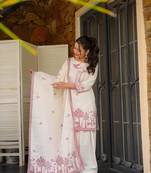 Women's Gorgeous Printed Work Khadi Cotton Fabric Straight Kurta Shalwar and Dupatta Set