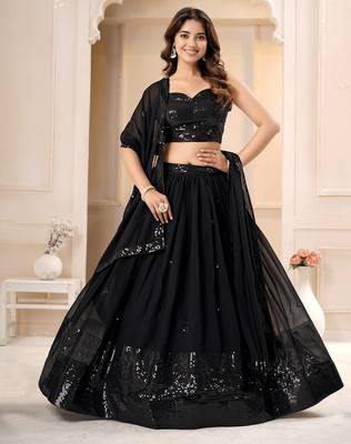 Black Sequence lehenga choli for wedding 1