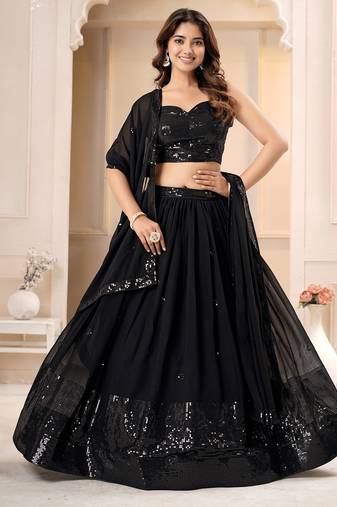 Black Sequence lehenga choli for wedding