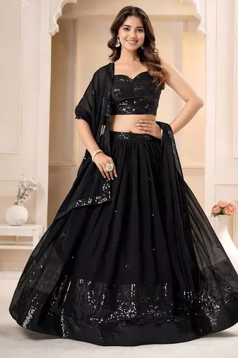 Black Sequence lehenga choli for wedding