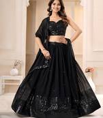 Black Sequence lehenga choli for wedding