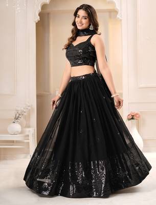 Black Sequence lehenga choli for wedding 2