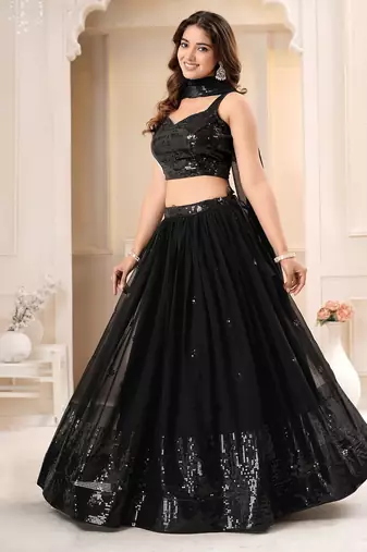 Black Sequence lehenga choli for wedding