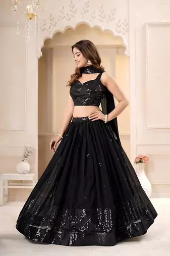 Black Sequence lehenga choli for wedding