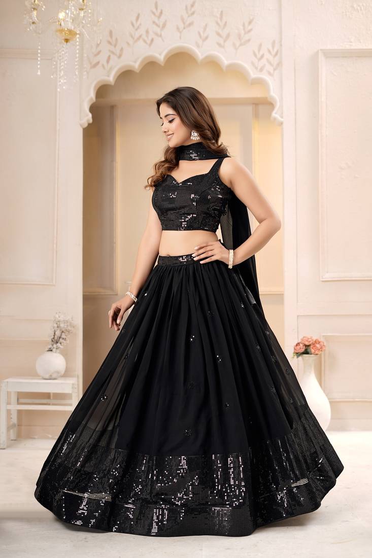 Black Sequence lehenga choli for wedding