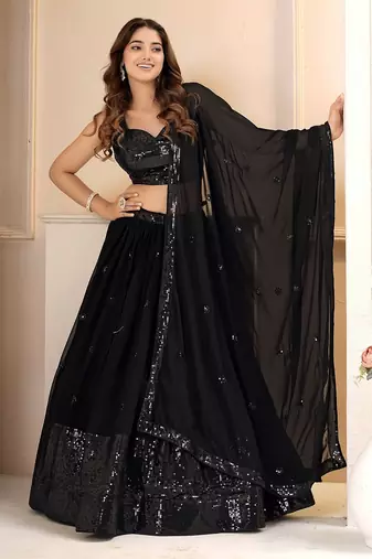 Black Sequence lehenga choli for wedding