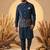  blue embroidered soft silk koti kurta & pant set 