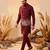 maroon embroidered soft silk koti kurta & pant set 