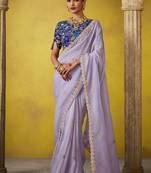 Light lavender pure based fancy fabric embroidery saree
