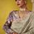 Grey pure based fancy fabric embroidery saree
