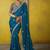 Teal pure based fancy fabric embroidery saree