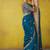 Teal pure based fancy fabric embroidery saree